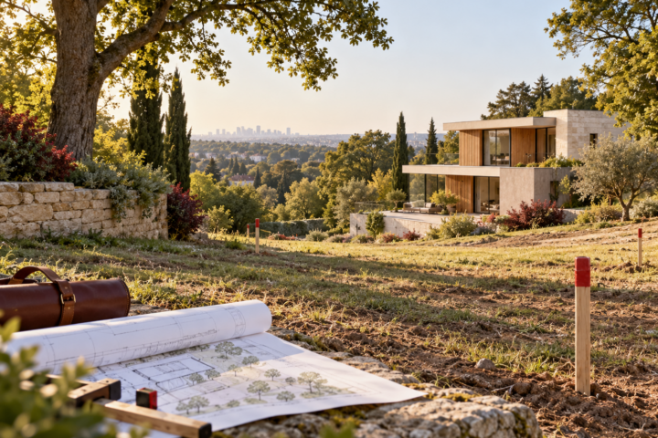 Maison contemporaine et terrain de projet